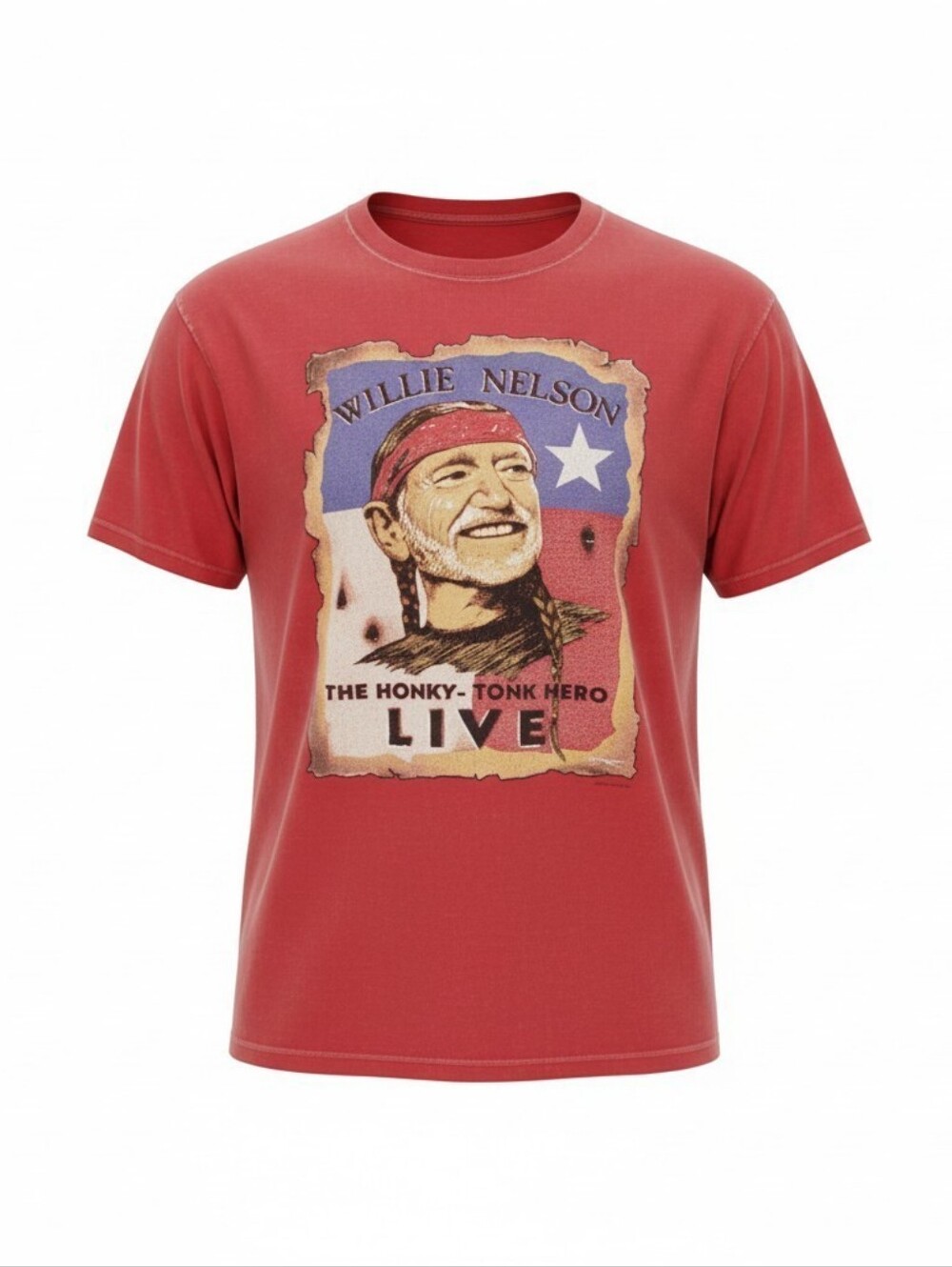 Willie Nelson Band Tee Shirt Mens XL Red Honky Tonk Hero Live 2010 Country Music
